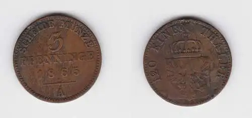 3 Pfennige Kupfer Münze Preussen 1865 A ss (124142)