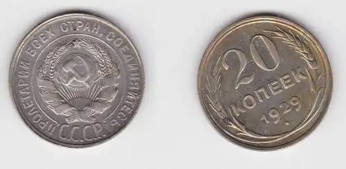 20 Kopeken Silber Münze Russland 1929 f.vz (130404)