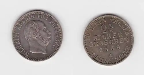 2 1/2 Silbergroschen Münze Preussen Wilhelm I. 1869 A vz (128857)