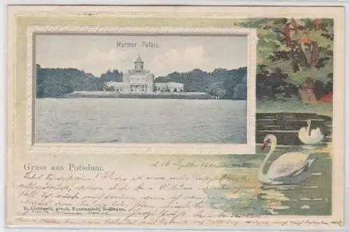 96777 Präge Passepartout AK Gruss aus Potsdam - Marmor-Palais 1901