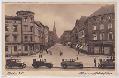 89229 Ak Ratibor Racibórz Blick in die Bahnhofstraße 1931