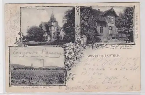 80410 Mehrbild Ak Gruß aus Banteln Gasthof zum Bahnhof, Kaliwerk usw. 1907