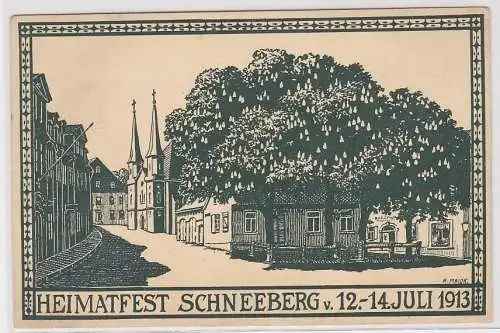 99942 Ak Heimatfest Schneeberg 12.-14.Juli 1913 alte Hauptwache am Fürstenplatz