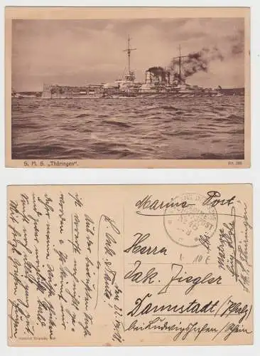 06720 Ak SMS "Thüringen Nr. 390, kaiserliche deutsche Marineschiffspost Nr. 48