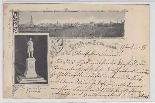 24846 Mehrbild Ak Gruß aus Stein a.d.Rd.Freiherr von Faber Denkmal 1899