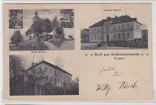 90439 Mehrbild Ak Gruß ausGroßrückerswalde Schulen und Kirche 1920