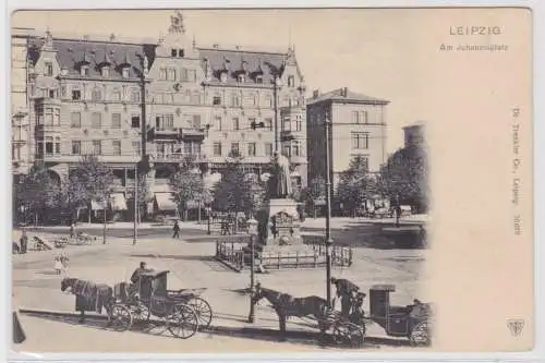 91495 Ak Leipzig am Johannisplatz mit Pferdekutschen um 1900