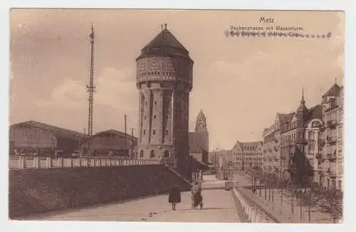 16200 Feldpost Ak Metz Vaubanstrasse mit Wasserturm 1917