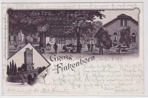 57803 Ak Lithographie Gruß vom Finkenborn Gasthof und Klutturm 1899