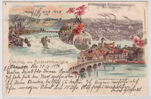 34253 Reklame Hoffmanns Stärkefabrike Ak Lithographie Gruß aus Schaffhausen 1899