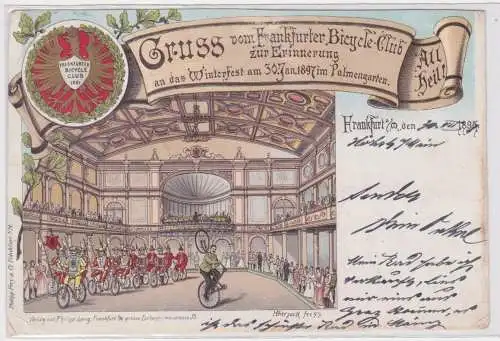 36892 Ak Litho Gruß vom Frankfurter Bicycle Club zur Erinnerung Winterfest 1897