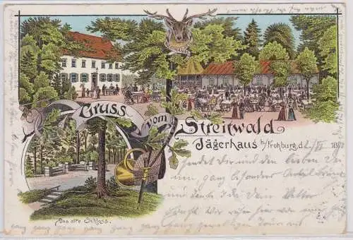 75517 Ak Lithographie Gruß vom Streitwald Jägerhaus bei Frohburg 1898