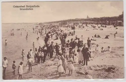 97931 AK Ostseebad Stolpmünde (Ustka) - Strandleben, reges Treiben 1926