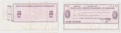 150 Lire Banknote Italien Italia Banca di Credito Agrario di Ferrara (155635)