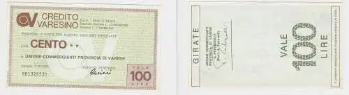100 Lire Banknote Italien Italia Credito Varesino 1.10.1976 (153986)