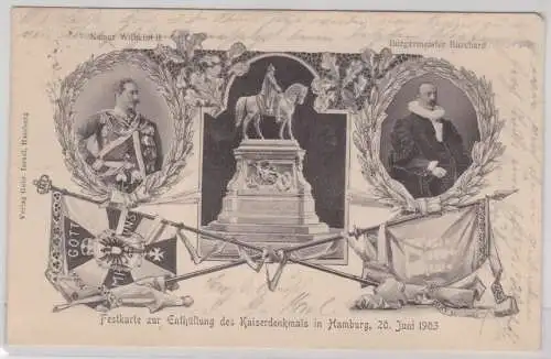 49748 AK Festkarte zur Enthüllung des Kaiserdenkmals in Hamburg 20. Juni 1903