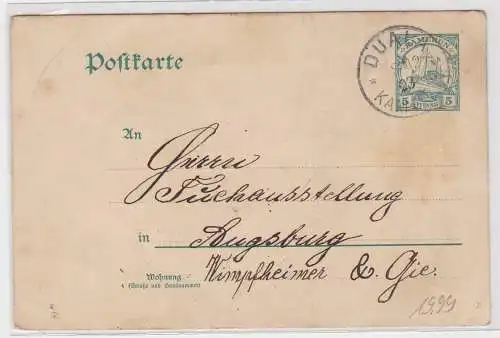 45380 Ganzsachen Postkarte Deutsche Kolonien Duala Kamerun 1903