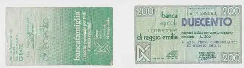 200 Lire Banknote Italien Banco Agricola Commerciale di Reggio Emilia (150729)