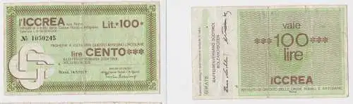 100 Lire Banknote Italien Italia L`Iccrea spa Roma Istituto di Credito (156220)