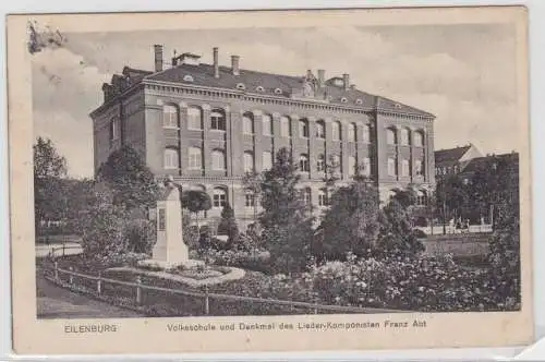 92071 Ak Eilenburg Volksschule und Denkmal des Lieder Komponisten Franz Abt 1915