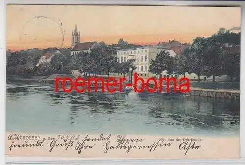 78995 Ak Crossen an der Oder Krosno Odrzańskie Blick von der Oderbrücke 1905