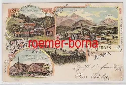 73242 Ak Lithographie Gruß aus Bergen und vom Hochfelln 1898