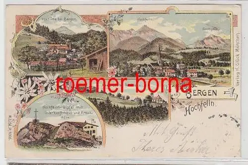 53852 Ak Lithographie Gruß aus Bergen und vom Hochfelln 1898