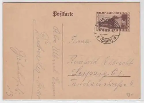 04781 Ganzsachen Postkarte Saargebiet Dudweiler 1929