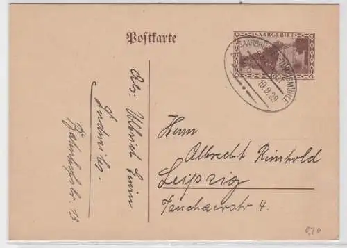 26636 Ganzsachen Postkarte Saargebiet Bahnpost Saarbrücken Türkismühle 1929