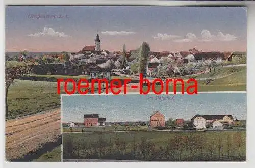 44773 Mehrbild Ak Großenstein Sachsen Altenburg am Bahnhof und Panorama um 1920