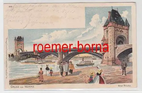 78984 Künstler Ak Gruß aus Worms neue Brücke 1904
