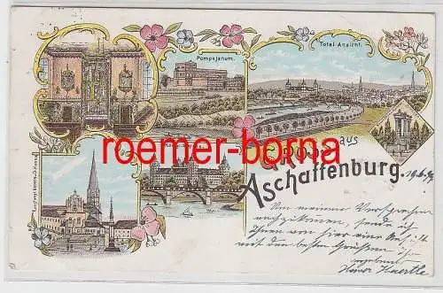 79091 Ak Lithographie Gruss aus Aschaffenburg 1899