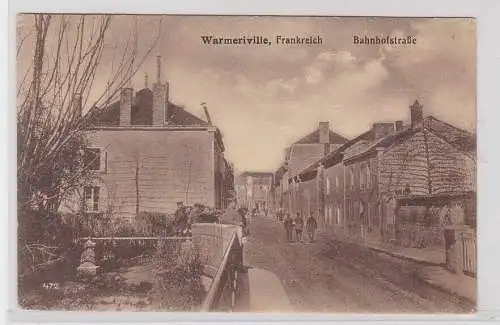 86419 Ak Warmerville Frankreich Bahnhofstrasse um 1930