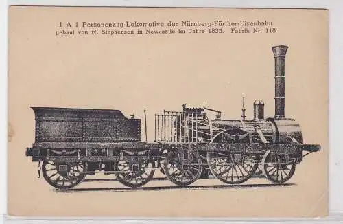 89407 AK Personenzug-Lokomotive der Nürnberg-Fürther-Eisenbahn Newcastle 1835