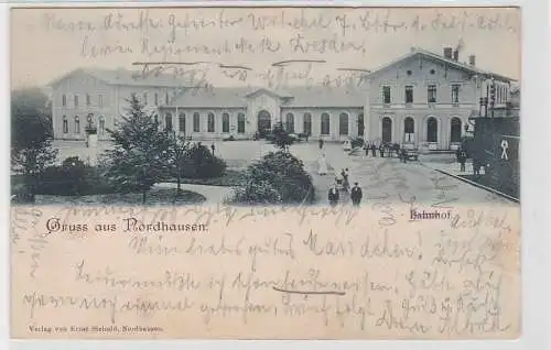 65807 Ak Gruß aus Nordhausen Bahnhof 1899