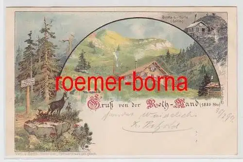76590 Ak Lithographie Gruss von der Roth Wand Böcklein Hütte 1899