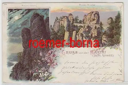 76260 Ak Litjografie Gruss von der Bastei Sächs. Schweiz 1901
