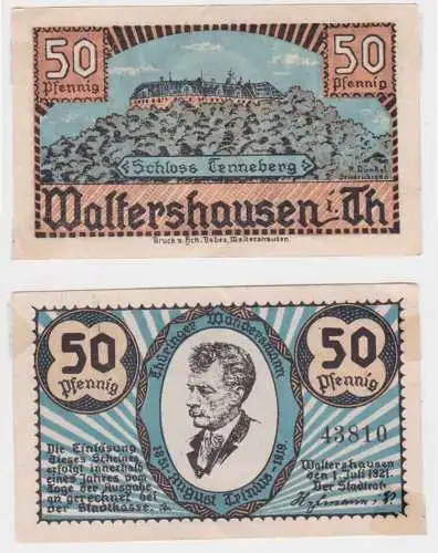 50 Pfennig Banknoten Notgeld Stadt Waltershausen in Thüringen 1.7.1921 (140977)
