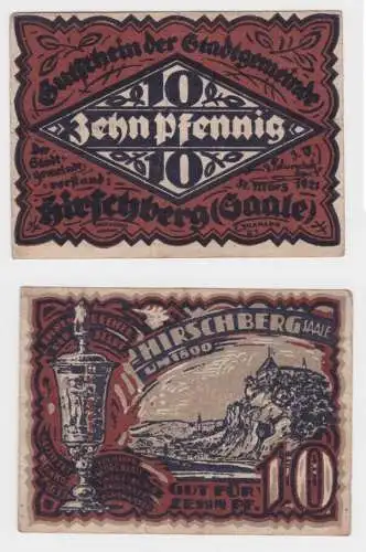 10 Pfennig Banknote Notgeld Stadt Hirschberg Saale 31.3.1921 (147272)