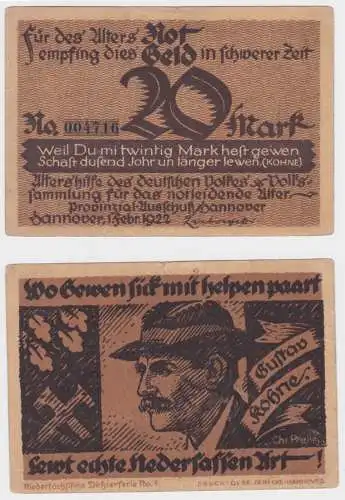 20 Mark Banknote Notgeld Provinzialausschuss Hannover 1.2.1922 (147266)