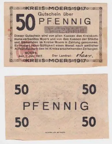 50 Pfennig Banknote Notgeld Kreis Moers 1.6.1917 (145227)