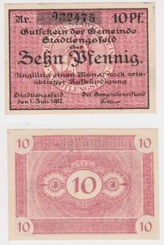 10 Pfennig Banknote Notgeld Gemeinde Stadtlengsfeld 1.7.1917 (149242)