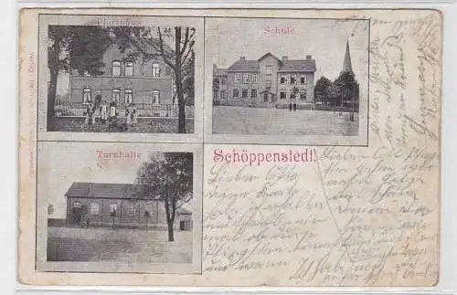 92158 Mehrbild Ak Schöppenstedt Turnhalle, Schule, Pfarrhaus 1904