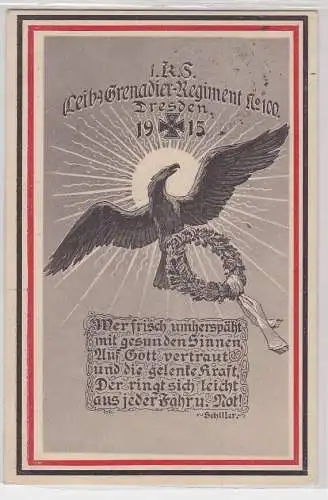 65834 Feldpost Ak K.S. Leib Grenadier Regiment Nr.100 Dresden 1915