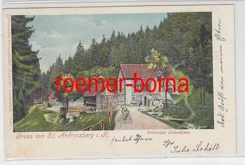 34420 Ak Gruss aus St. Andreasberg i.H. Rehberger Grabenhaus 1904