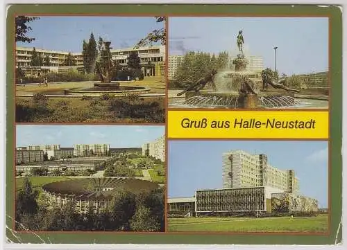 86044 Mehrbild Ak Gruß aus Halle Neustadt Neubaugebiet 1987