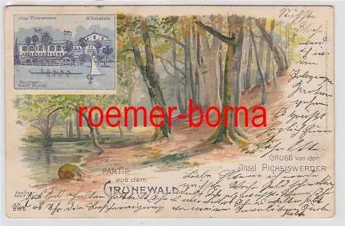 75739 Künstler Ak Gruss von der Insel Pichelswerder Partie a.d. Grunewald 1906