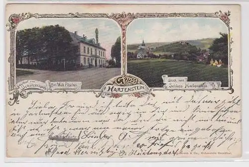 88664 Mehrbild Ak Gruß aus Hartenstein Gasthof zum Schützenhaus 1912