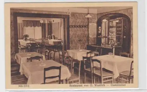 75376 Ak Miltitz bei Meißen Restaurant von O.Wustlich Gastzimmer um 1910