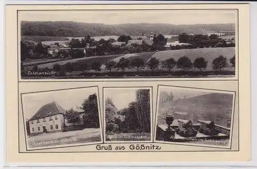 89105 Mehrbild Ak Gruß aus Gößnitz Gasthaus, Schloßhof usw. um 1930